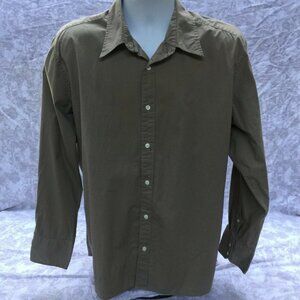 PURE STUFF Tan Brown Button Down Long Sleeve Shirt